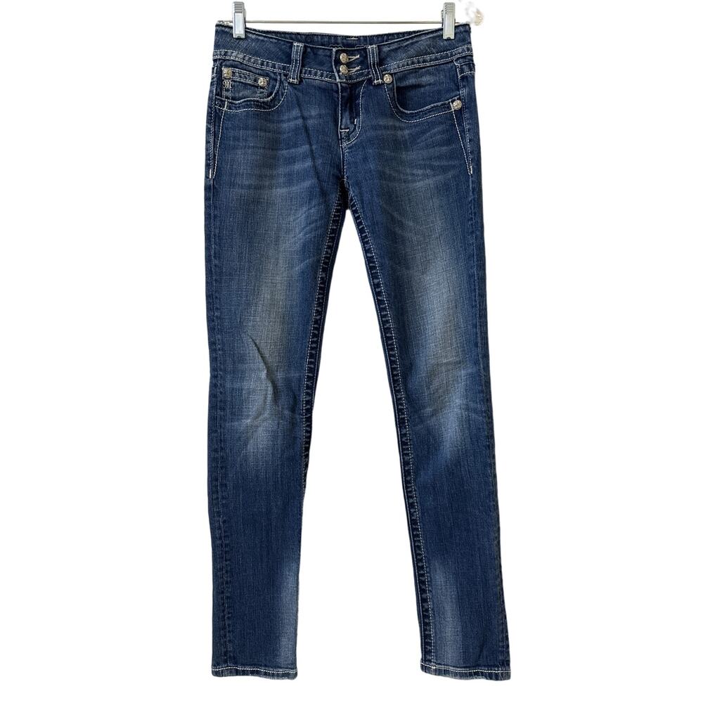 Miss Me Skinny Size 28 JP5082SK-6 Color Dark 38 Inseam 32 1/2" Hole Near Pocket